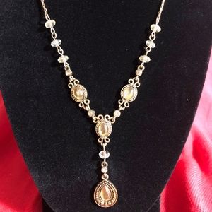 Faux Gold, Crystal and Gems Necklace